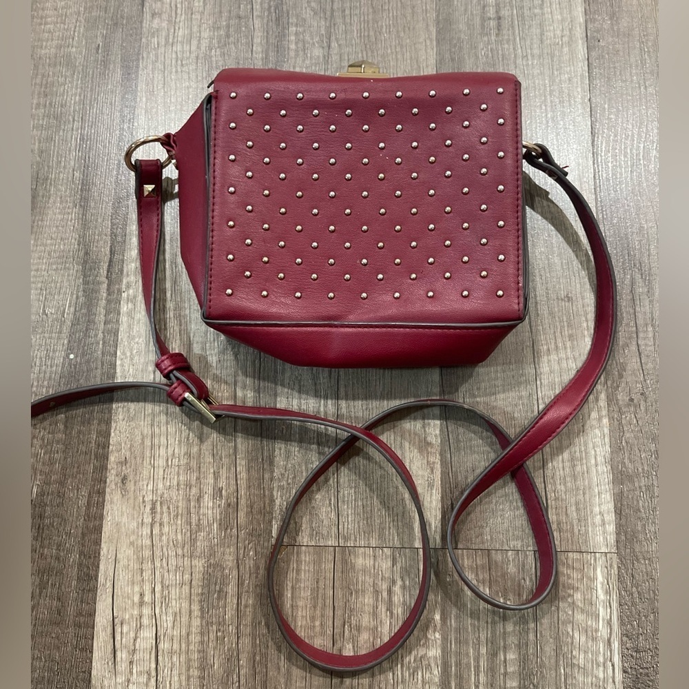 Carlos by Carlos Santana Red boho studded crossbody bag turn lock closure square